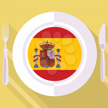plate in flat style with flag of Spain