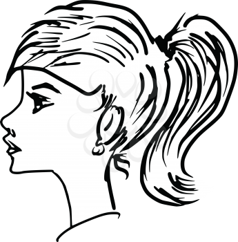 hand drawn, sketch illustration of girl