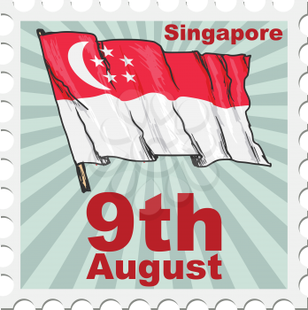post stamp of national day of Singapore