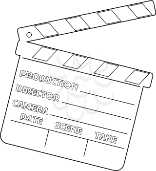 outline illustration of movie clapper, cinema object
