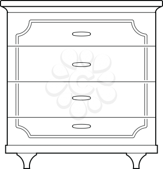 outline illustration of chest of drawers