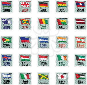 Set of vector stamps with national flags. Volume 3