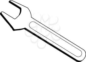 outline illustration of wrench, tool for fix