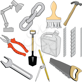 set of vector illustrations of different tools