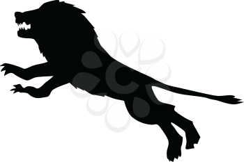silhouette of attacking lion