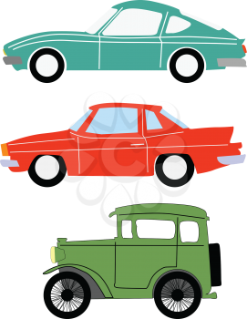 Set of vector illustrations of vintage cars