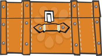 vector, coloured illustration of classic suitcase, top view