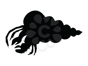 silhouette of soldier-crab, motive of marine wildlife
