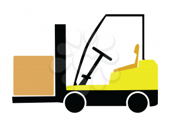 Vector, colored illustration of lift-truck. Flat style. Side view. Motives of industry, cargo, logistic, business
