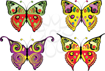 Royalty Free Clipart Image of a Set of Butterflies