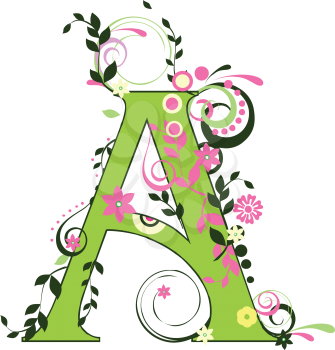 Royalty Free Clipart Image of a Floral Letter