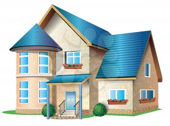 Vector Illustration of а house  with tile roof on a white background