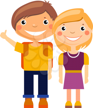 Vector illustration - cartoon young boy and girl