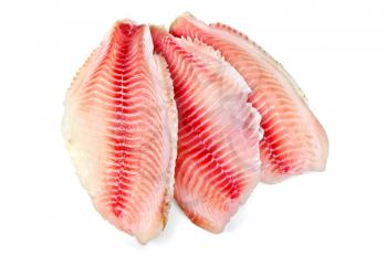 Tilapia fillets red isolated on white background