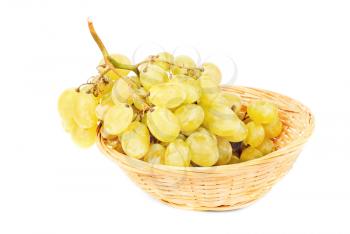 Fresh grapes in Fruit Basket isolated on white background 

