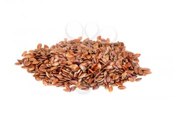 close up of flax seeds  isolated on  white background