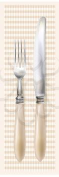 Cutlery. Realistic knife and fork. 