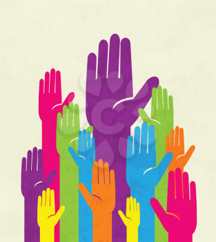 Royalty Free Clipart Image of Colorful Hands