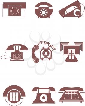 Royalty Free Clipart Image of Old Phone Icons