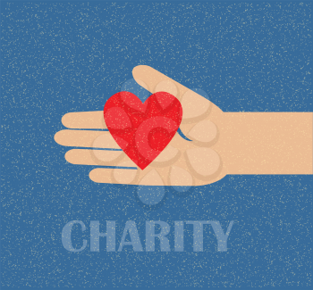 hand holding the heart. charity