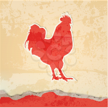 Red rooster retro poster