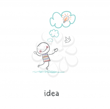 The birth of an idea. Illustration.