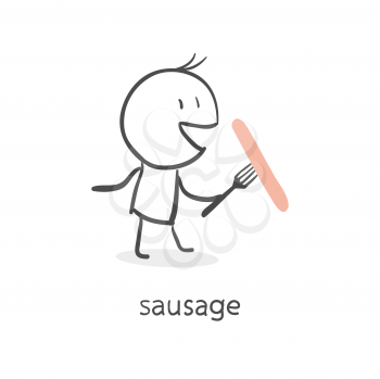 Man eating a sausage