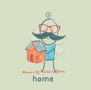 man holding a house
