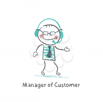Manager Customer Manager with to headphones