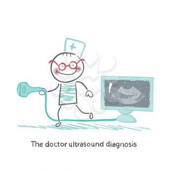 The doctor ultrasound diagnosis together with a working unit