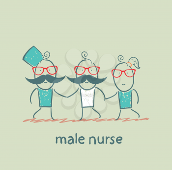 male nurse  hold ill patient