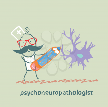 psychoneuropathologist  pencil draws the nerve cells