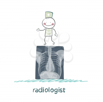 Radiologist with X-ray images