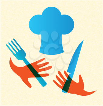 chef with knife and fork icon