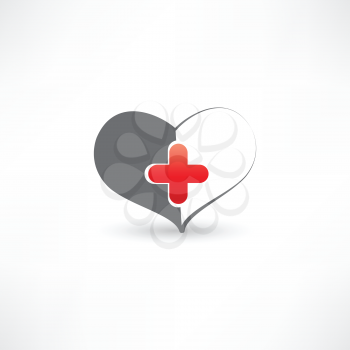 grey heart and medical cross