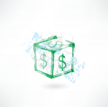 Dollar cube grunge icon