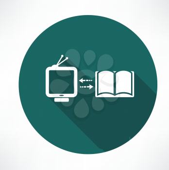 TV and book exchange icon
