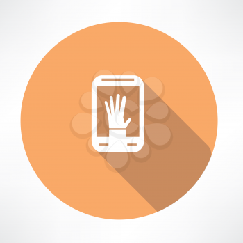 hand in smartphone icon