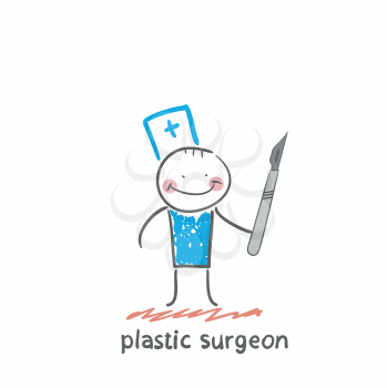 plastic surgeon with a scalpel