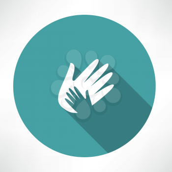 Hand holds hand icon.