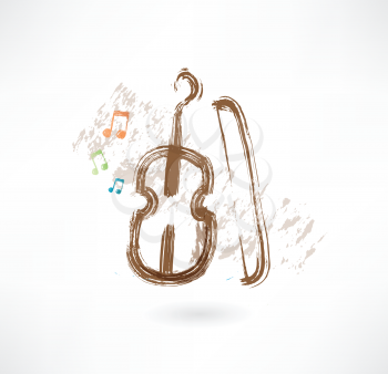 violin with a bow grunge icon