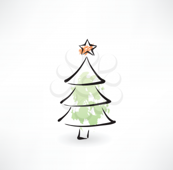 Christmas tree grunge icon