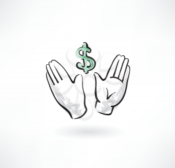 hands and dollar grunge icon