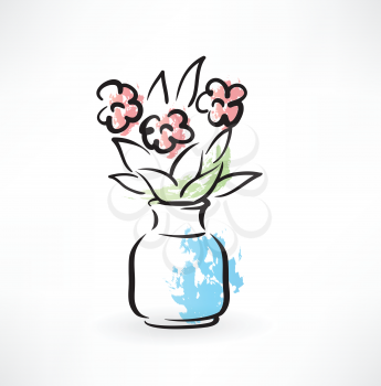 bouquet in a vase grunge icon