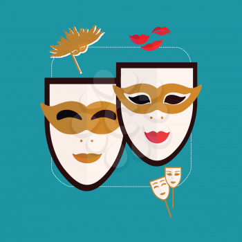 Carnival masks Venice Icon