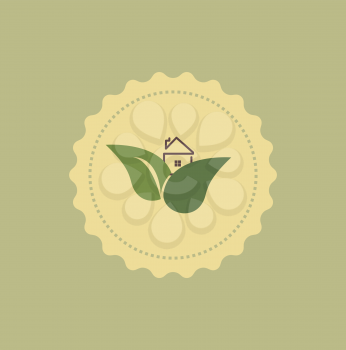 home icon with leaf-vector illustration