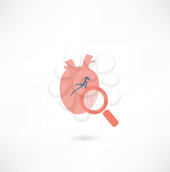 heart under a magnifying glass icon