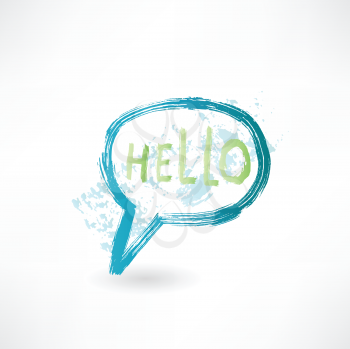 Bubble speech with word hello. Brush icon.