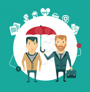 insurance agent holding umbrella illustration