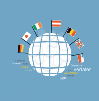 translator knows many languages ??of different countries   illustration